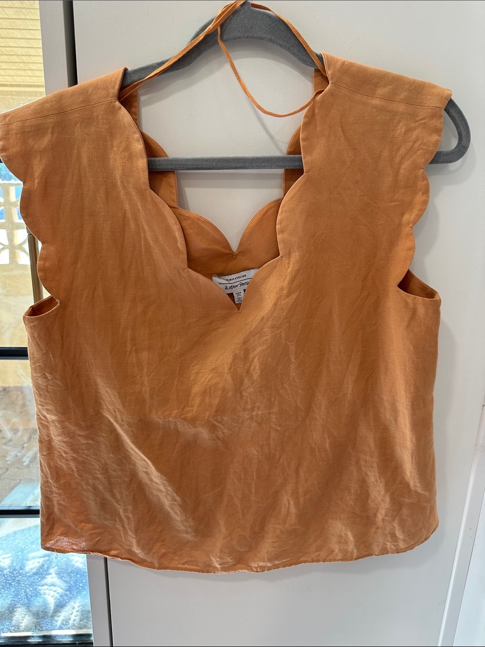 & Other Stories Scalloped V-Neck Camisole in Rust Orange